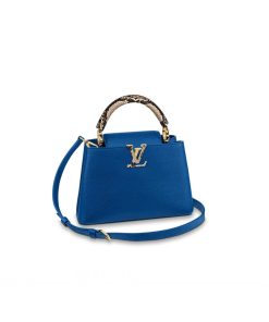 Louis Vuitton Taurillon and Python-skin Capucines BB N98387 N97980 Blue