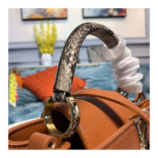 Louis Vuitton Taurillon and Python-skin Capucines BB N98387 N97980 Brown - Image 7