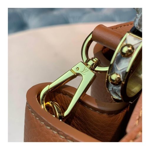 Louis Vuitton Taurillon and Python-skin Capucines BB N98387 N97980 Brown - Image 12