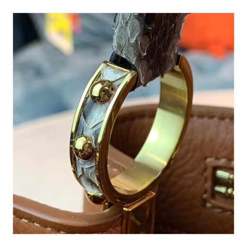 Louis Vuitton Taurillon and Python-skin Capucines BB N98387 N97980 Brown - Image 13