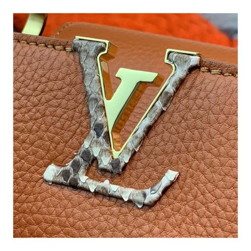 Louis Vuitton Taurillon and Python-skin Capucines BB N98387 N97980 Brown - Image 15