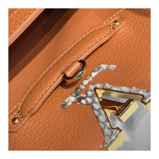 Louis Vuitton Taurillon and Python-skin Capucines BB N98387 N97980 Brown - Image 17