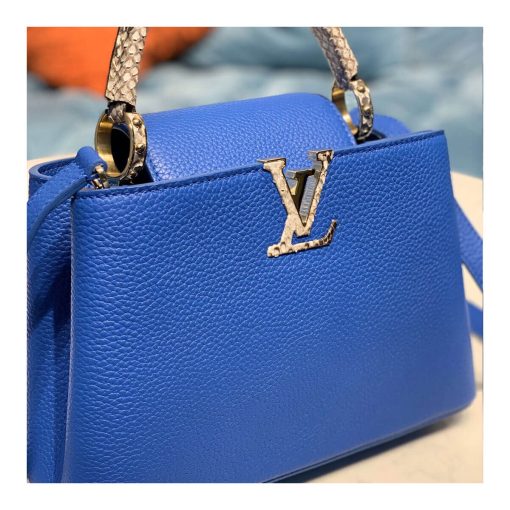 Louis Vuitton Taurillon and Python-skin Capucines BB N98387 N97980 Blue - Image 6
