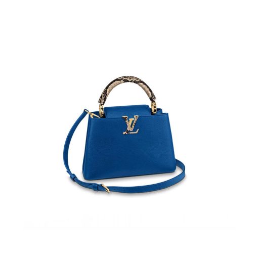 Louis Vuitton Taurillon and Python-skin Capucines BB N98387 N97980 Blue