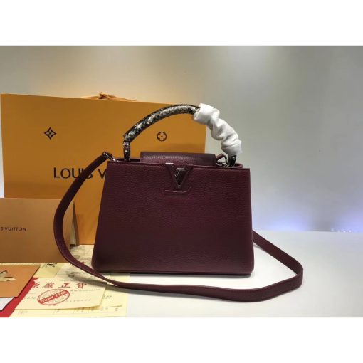 Louis Vuitton Taurillon Leather And Python Capucines BB N92039 Burgundy