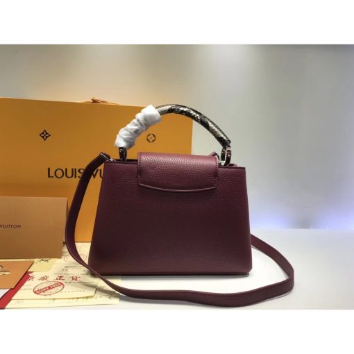 Louis Vuitton Taurillon Leather And Python Capucines BB N92039 Burgundy - Image 2
