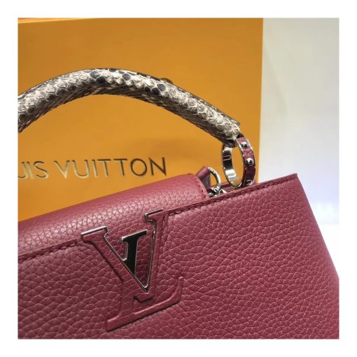 Louis Vuitton Taurillon Leather And Python Capucines BB N92039 Burgundy - Image 4