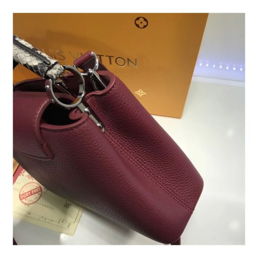 Louis Vuitton Taurillon Leather And Python Capucines BB N92039 Burgundy - Image 5