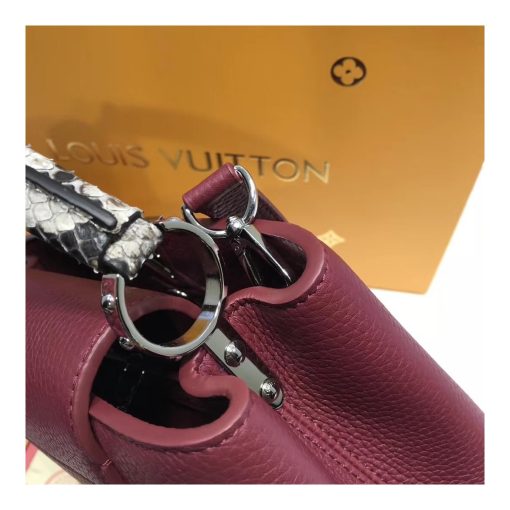 Louis Vuitton Taurillon Leather And Python Capucines BB N92039 Burgundy - Image 6