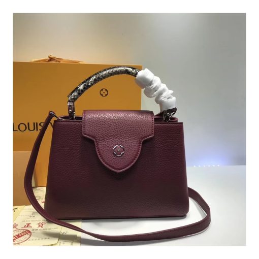 Louis Vuitton Taurillon Leather And Python Capucines BB N92039 Burgundy - Image 7