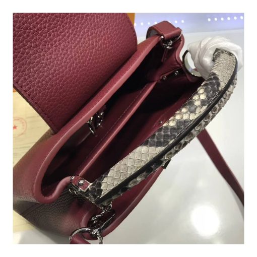 Louis Vuitton Taurillon Leather And Python Capucines BB N92039 Burgundy - Image 9
