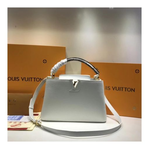 Louis Vuitton Taurillon Leather And Python Capucines BB N92039 White