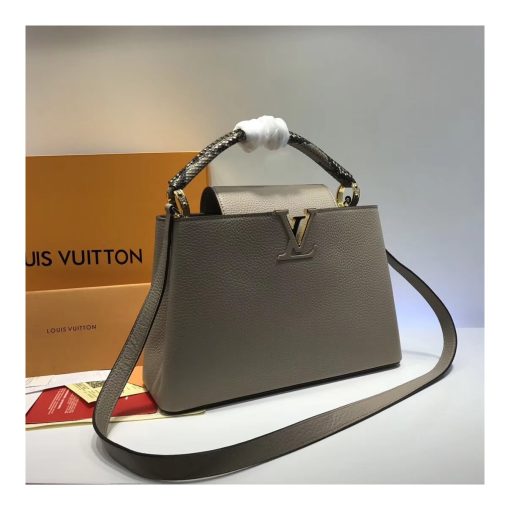Louis Vuitton Taurillon Leather And Python Capucines BB N92039 Grey - Image 3