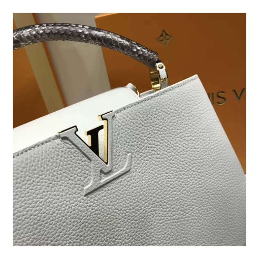 Louis Vuitton Taurillon Leather And Python Capucines BB N92039 White - Image 3
