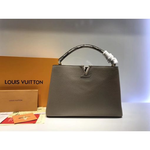 Louis Vuitton Taurillon Leather And Python Capucines MM N91711 Grey - Image 2