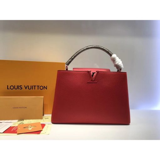 Louis Vuitton Taurillon Leather And Python Capucines MM N91711 Red - Image 2