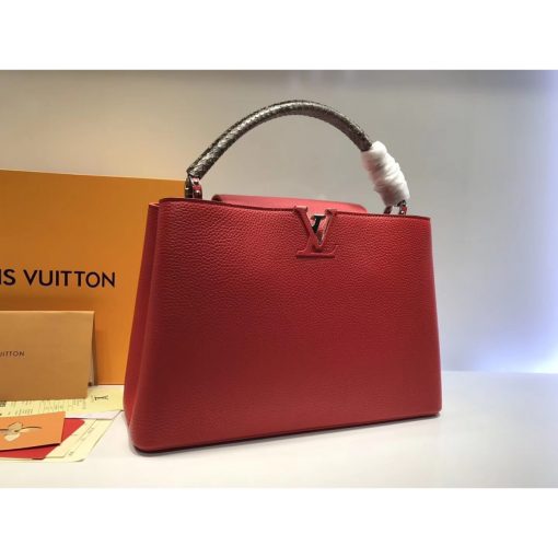 Louis Vuitton Taurillon Leather And Python Capucines MM N91711 Red - Image 3