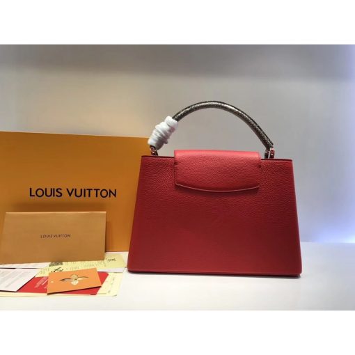 Louis Vuitton Taurillon Leather And Python Capucines MM N91711 Red - Image 6