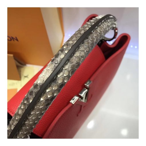 Louis Vuitton Taurillon Leather And Python Capucines MM N91711 Red - Image 7
