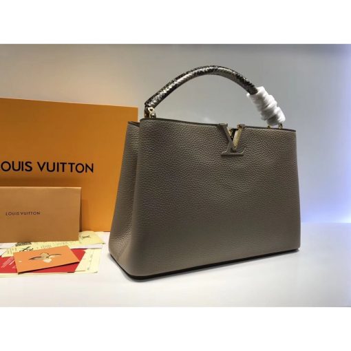 Louis Vuitton Taurillon Leather And Python Capucines MM N91711 Grey - Image 3