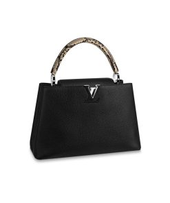 Louis Vuitton Taurillon Leather And Python Capucines MM N91711 Black