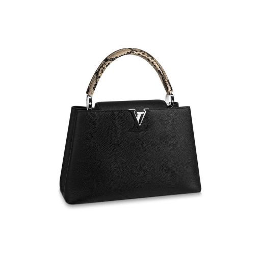 Louis Vuitton Taurillon Leather And Python Capucines MM N91711 Black