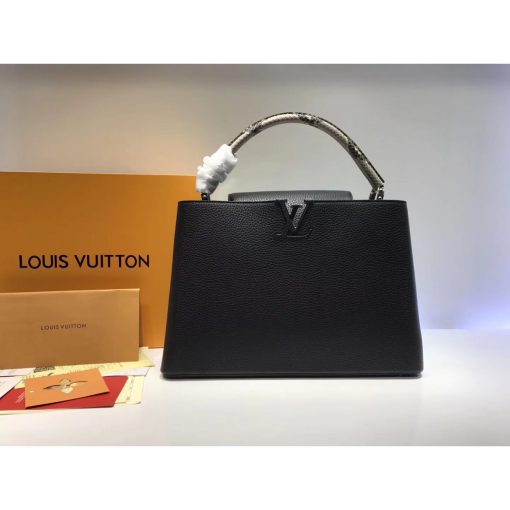 Louis Vuitton Taurillon Leather And Python Capucines MM N91711 Black - Image 2