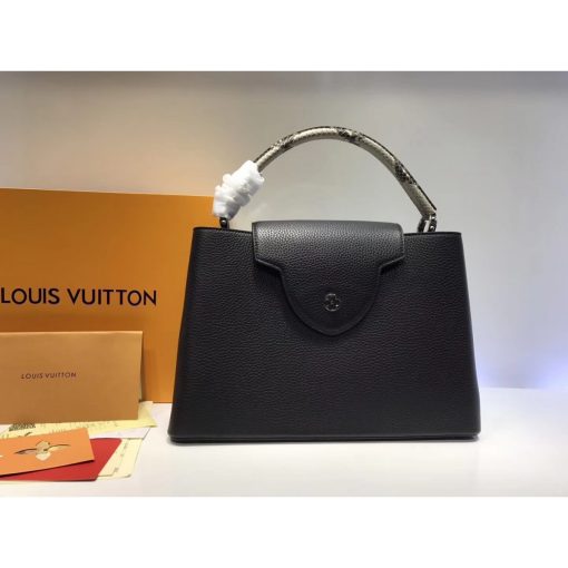 Louis Vuitton Taurillon Leather And Python Capucines MM N91711 Black - Image 5