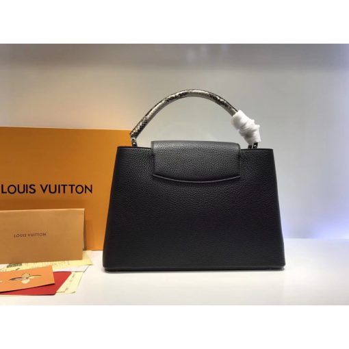 Louis Vuitton Taurillon Leather And Python Capucines MM N91711 Black - Image 6