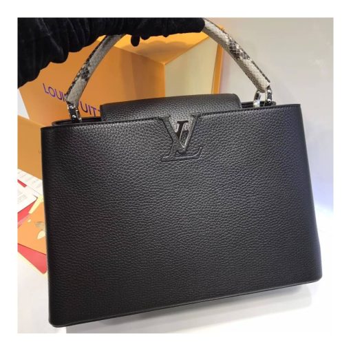 Louis Vuitton Taurillon Leather And Python Capucines MM N91711 Black - Image 10