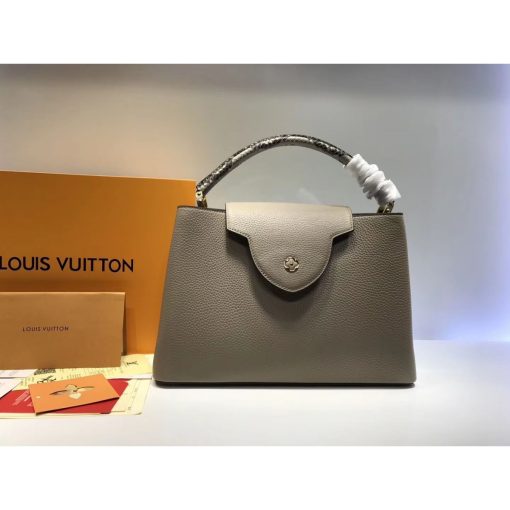 Louis Vuitton Taurillon Leather And Python Capucines MM N91711 Grey - Image 5