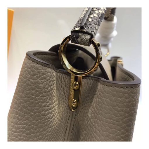 Louis Vuitton Taurillon Leather And Python Capucines MM N91711 Grey - Image 7
