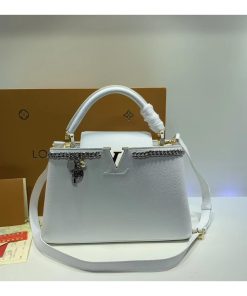 Louis Vuitton Taurillon Leather Capucines PM M52963 White