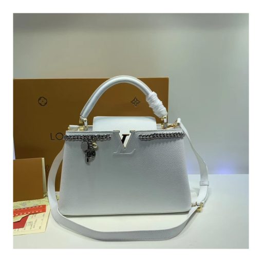 Louis Vuitton Taurillon Leather Capucines PM M52963 White