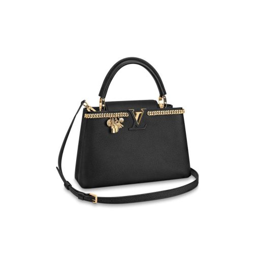 Louis Vuitton Taurillon Leather Capucines PM M52963 Black