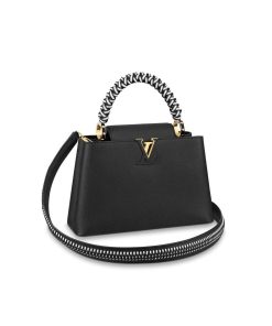 Louis Vuitton Taurillon Leather Capucines PM M55083 Black