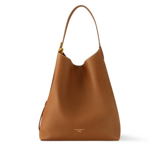 Louis Vuttion Grained Calfskin Low Key Hobo MM M24974 Brown