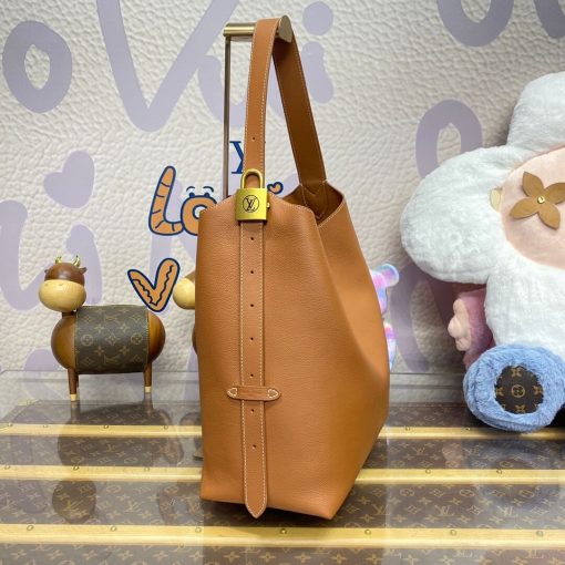 Louis Vuttion Grained Calfskin Low Key Hobo MM M24974 Brown - Image 8