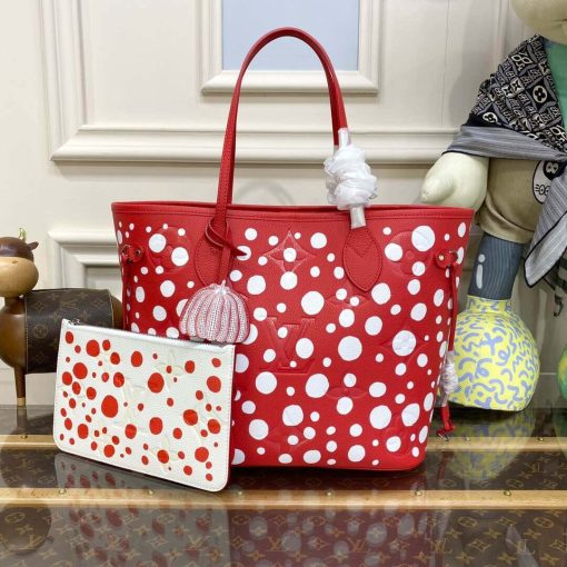 Louis Vuttion Yayoi Kusama Neverfull MM M46422 Red/White - Image 5