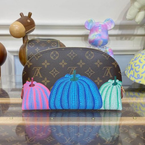 LV x YK Cosmetic Pouch with Colorful Pumpkin Print M46472 - Image 3
