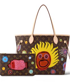 LV x YK Monogram Neverfull MM with Faces Print and Embroidery M46447