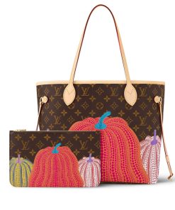 LV x YK Neverfull MM with Pumpkin Print M46468