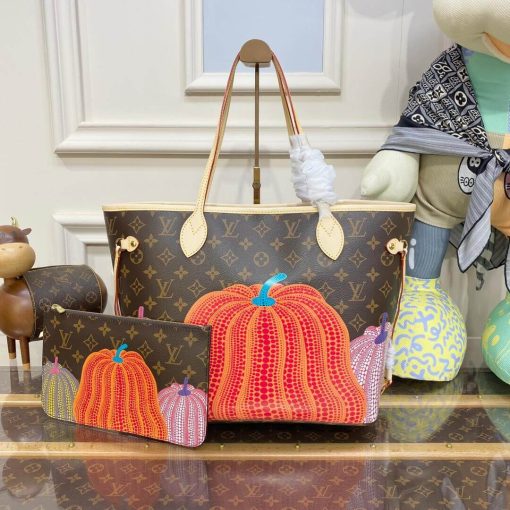 LV x YK Neverfull MM with Pumpkin Print M46468 - Image 5