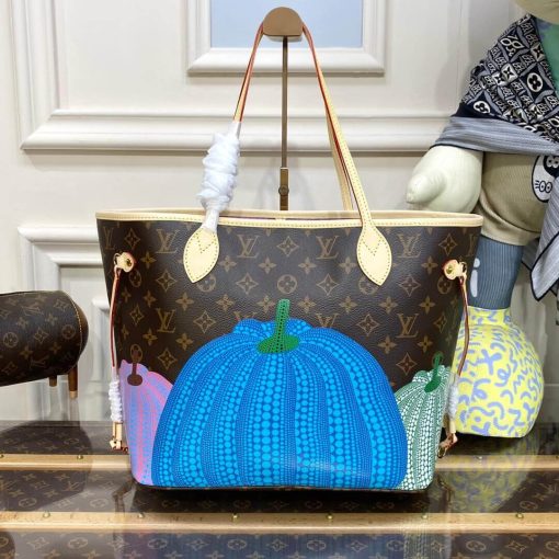 LV x YK Neverfull MM with Pumpkin Print M46468 - Image 6
