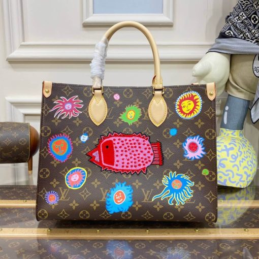 LV x YK OnTheGo MM with Faces Print and Embroidery M46429 - Image 2