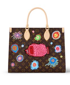 LV x YK OnTheGo MM with Faces Print and Embroidery M46429