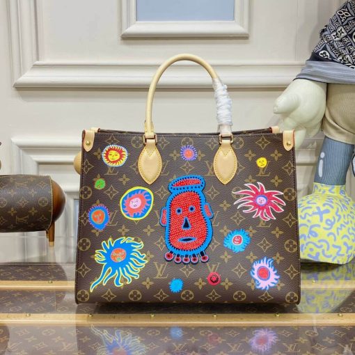 LV x YK OnTheGo MM with Faces Print and Embroidery M46429 - Image 4
