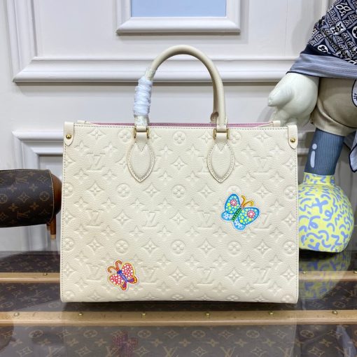 LV x YK OnTheGo MM with Flower Marquetry M46416 White - Image 2
