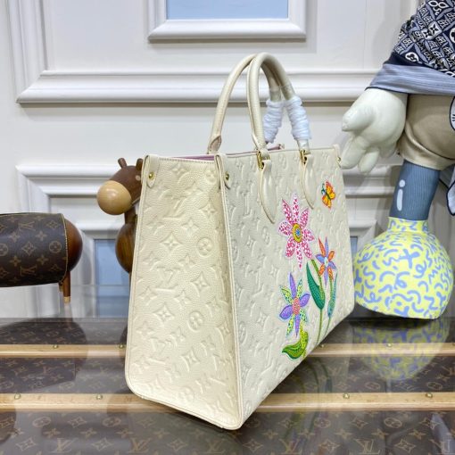 LV x YK OnTheGo MM with Flower Marquetry M46416 White - Image 3