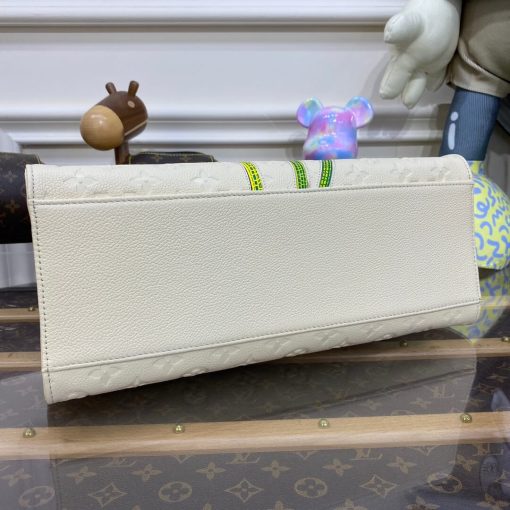 LV x YK OnTheGo MM with Flower Marquetry M46416 White - Image 4